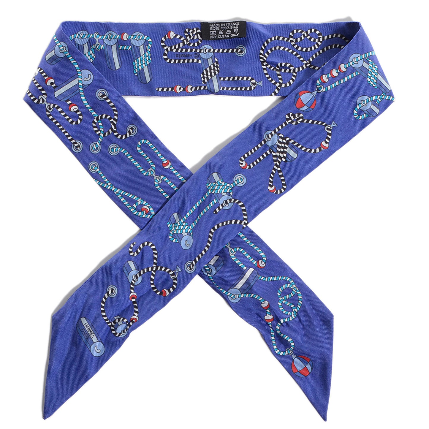 Silk Cordages Twilly Scarf Bleu Klein Turquoise Rouge