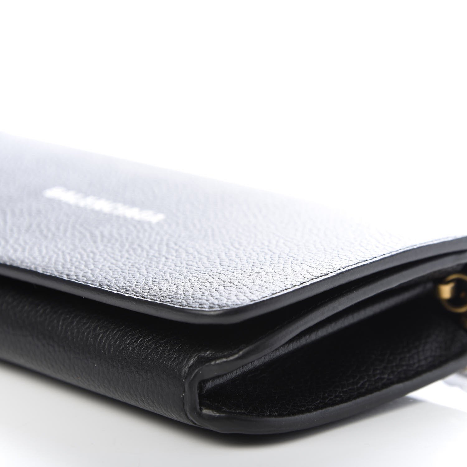 Balenciaga Grained Calfskin Logo Cash Continental Wallet on Chain Black White 5 of 9