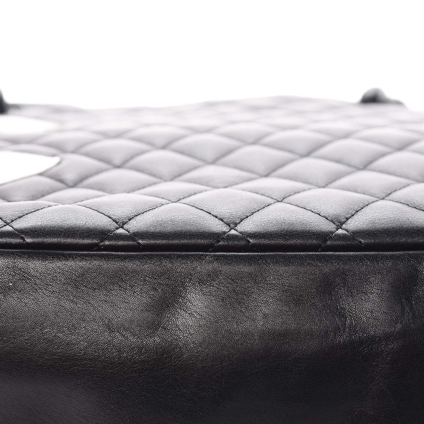 Calfskin Quilted Large Cambon Tote Black White