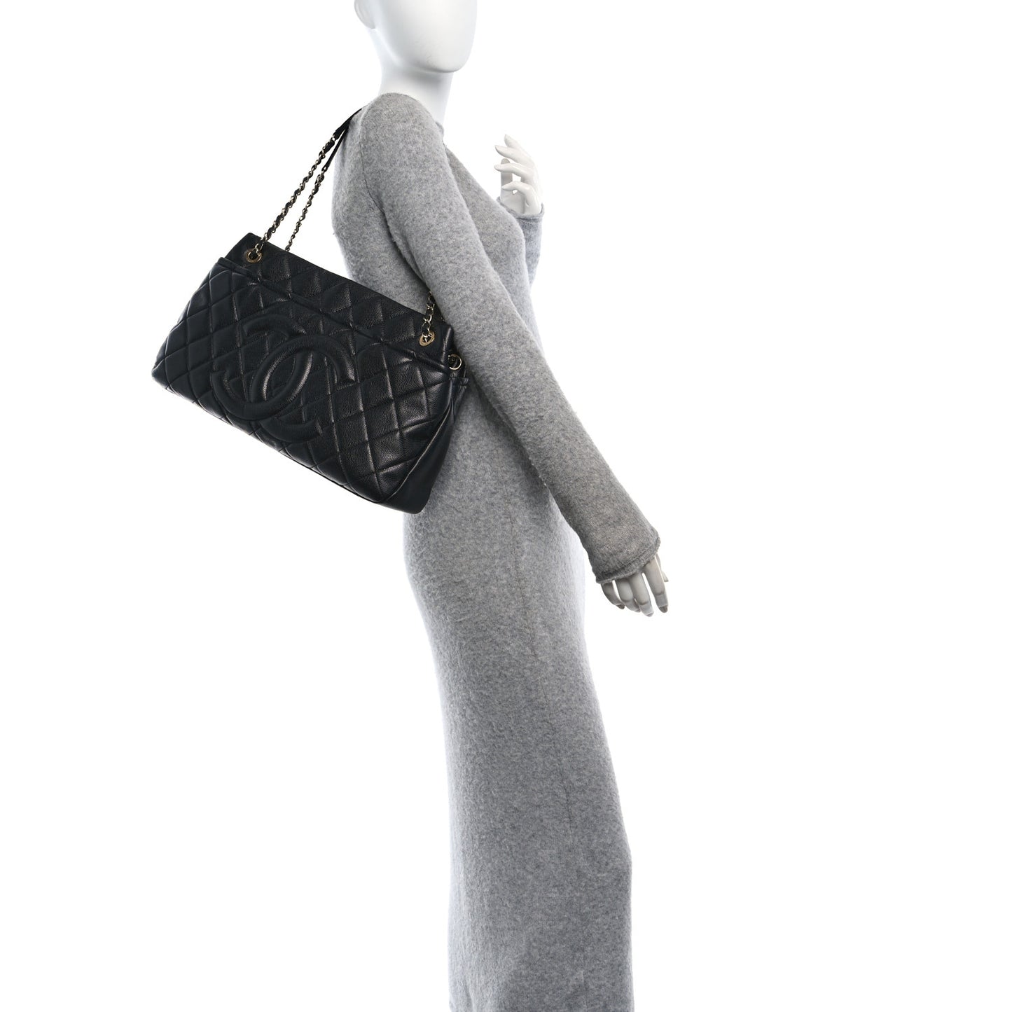 Caviar Quilted Timeless CC Soft Tote Black