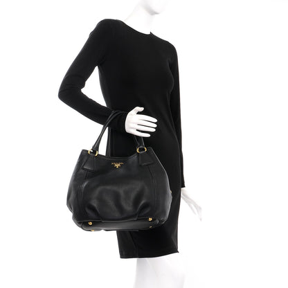 Prada Vitello Daino Tote Nero Black 3 of 10