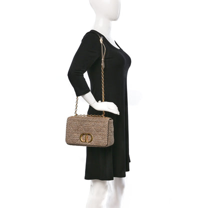 Christian Dior Calfskin Tweed Embroidered Cannage Medium Caro Bag Beige Gold 2 of 13