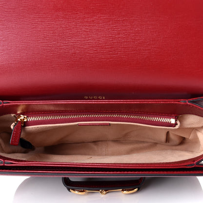 Gucci GG Supreme Monogram Azalea Calfskin Horsebit 1955 Shoulder Bag Beige Ebony New Cherry Red 5 of 9