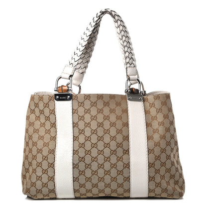 Gucci Monogram Medium Bamboo Bar Tote Off White 1 of 9