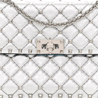 Valentino Garavani Metallic Nappa Medium Rockstud Spike Shoulder Bag Silver 7 of 9