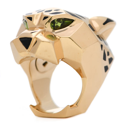 Cartier 18K Yellow Gold Peridot Onyx Panthere De Cartier Ring 57 8 1 of 10