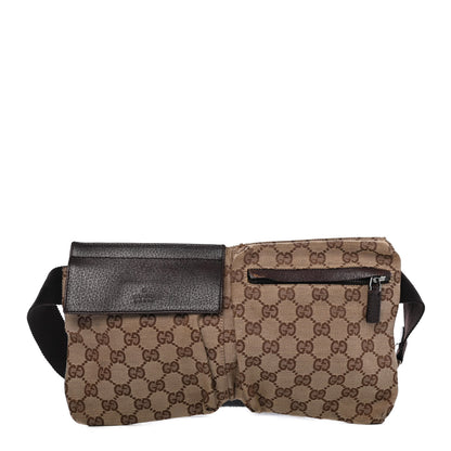 Gucci GG Monogram Double Pocket Belt Bag Dark Brown 1 of 4