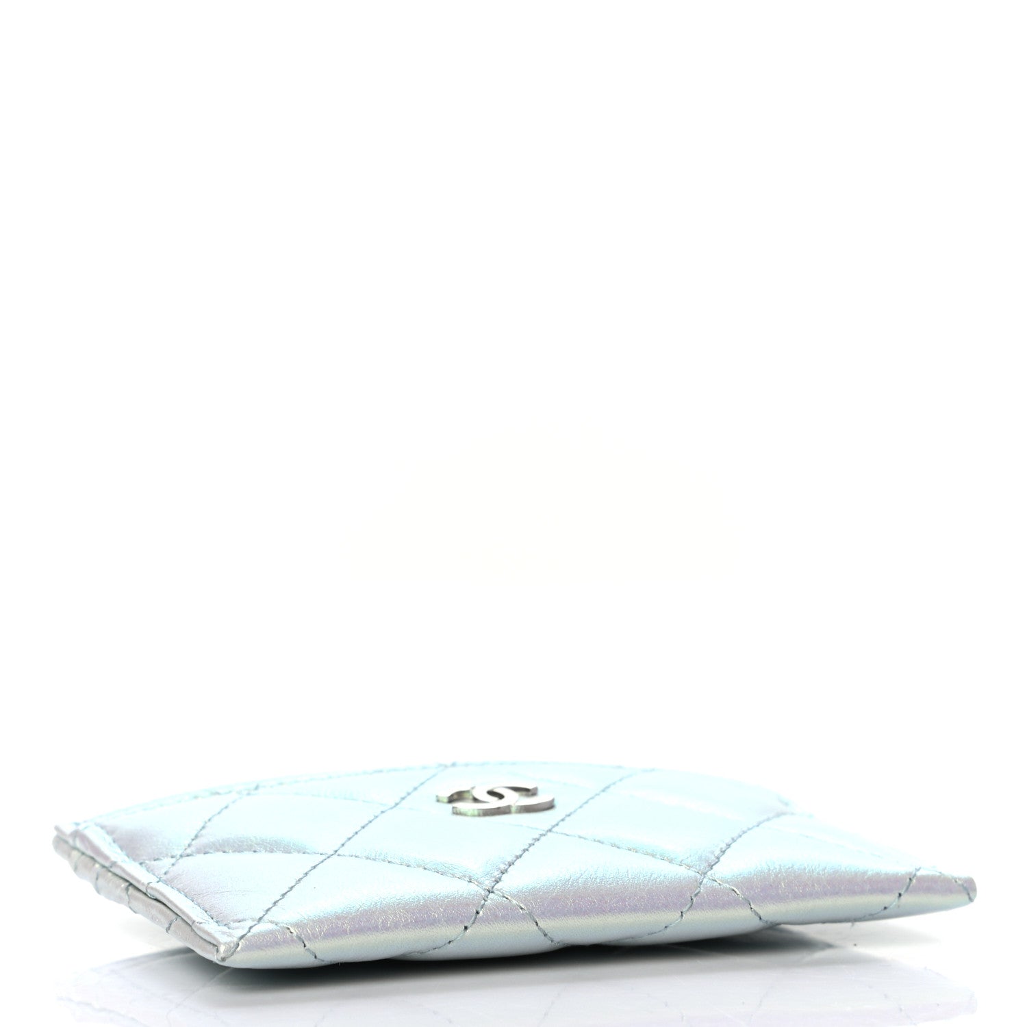 Chanel Iridescent Calfskin Quilted Card Holder Light Blue 3 of 7