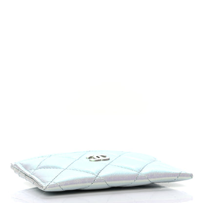Chanel Iridescent Calfskin Quilted Card Holder Light Blue 3 of 7