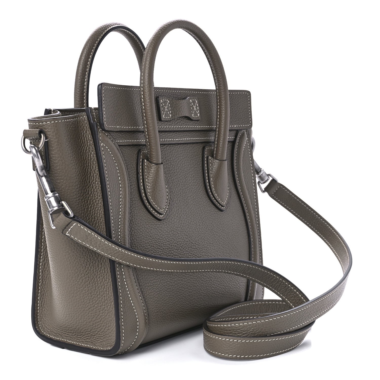 Celine Drummed Calfskin Nano Luggage Souris 3 of 12