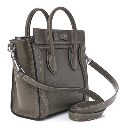 Celine Drummed Calfskin Nano Luggage Souris 3 of 12