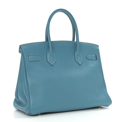 Hermes Taurillon Clemence Birkin 30 Blue Jean 2 of 15