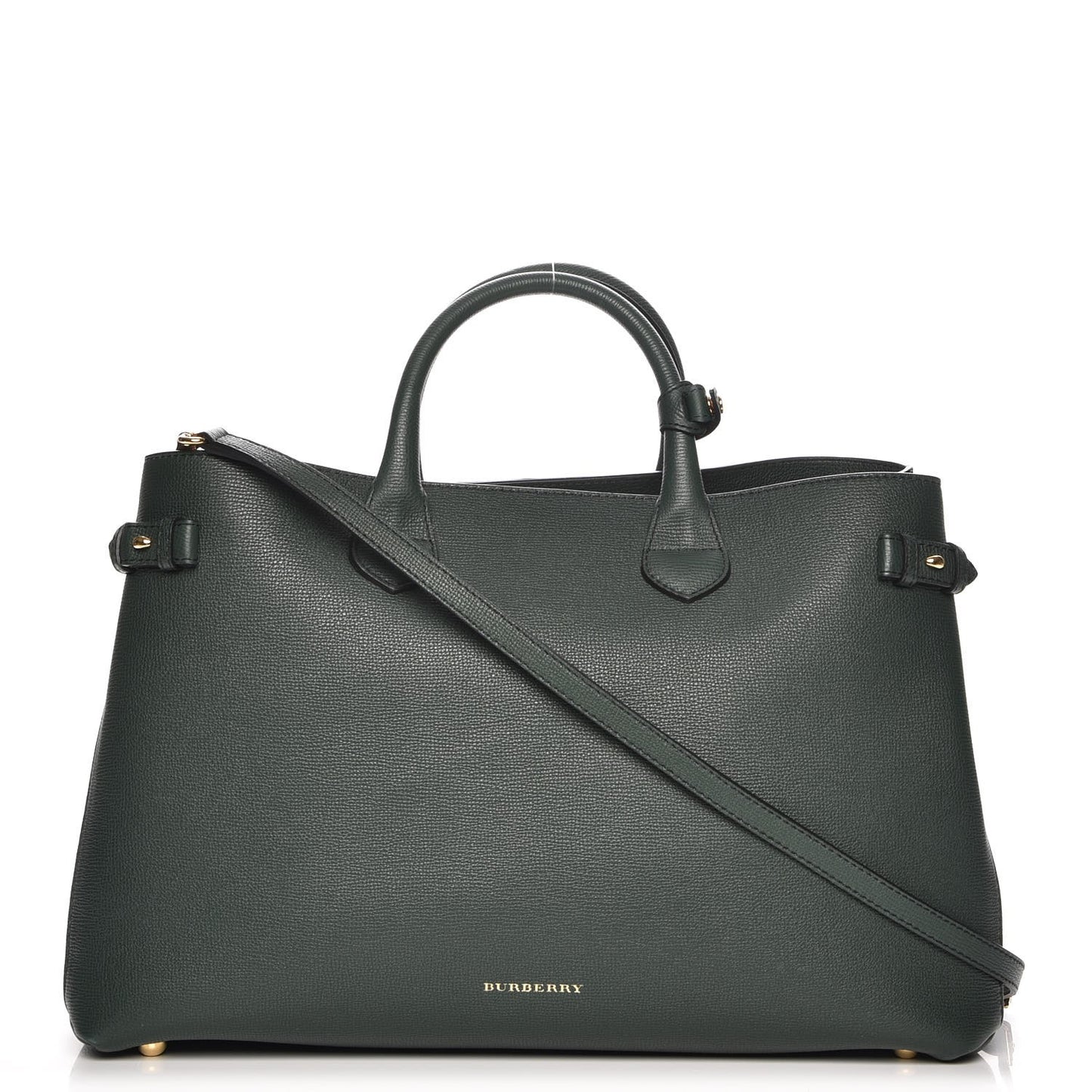 Grainy Calfskin House Check Large Banner Tote Dark Bottle Green