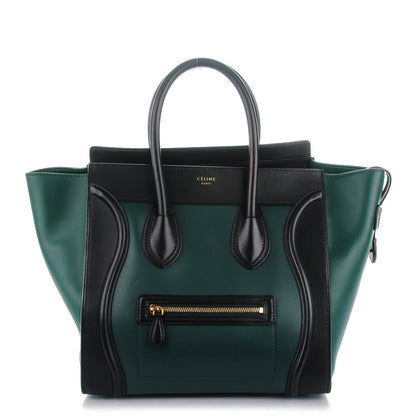 Celine Satin Calfskin Mini Bi-Color Luggage Bottle Green Black 1 of 7