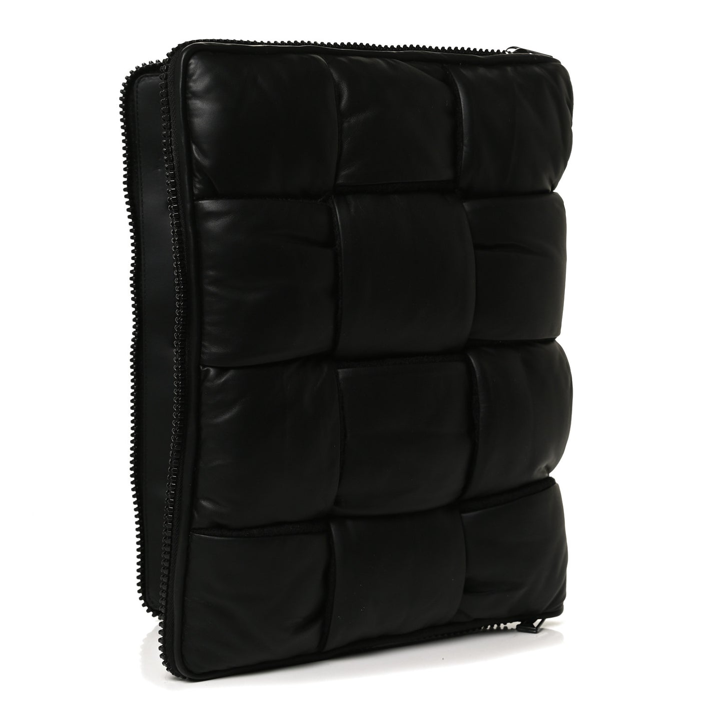 Calfskin Maxi Intrecciato Puffy Laptop Pouch Black