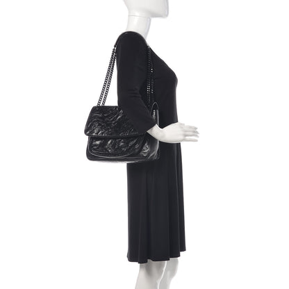 Saint Laurent Crinkled Calfskin Matelasse Monogram Medium Niki Chain Satchel Black 2 of 10
