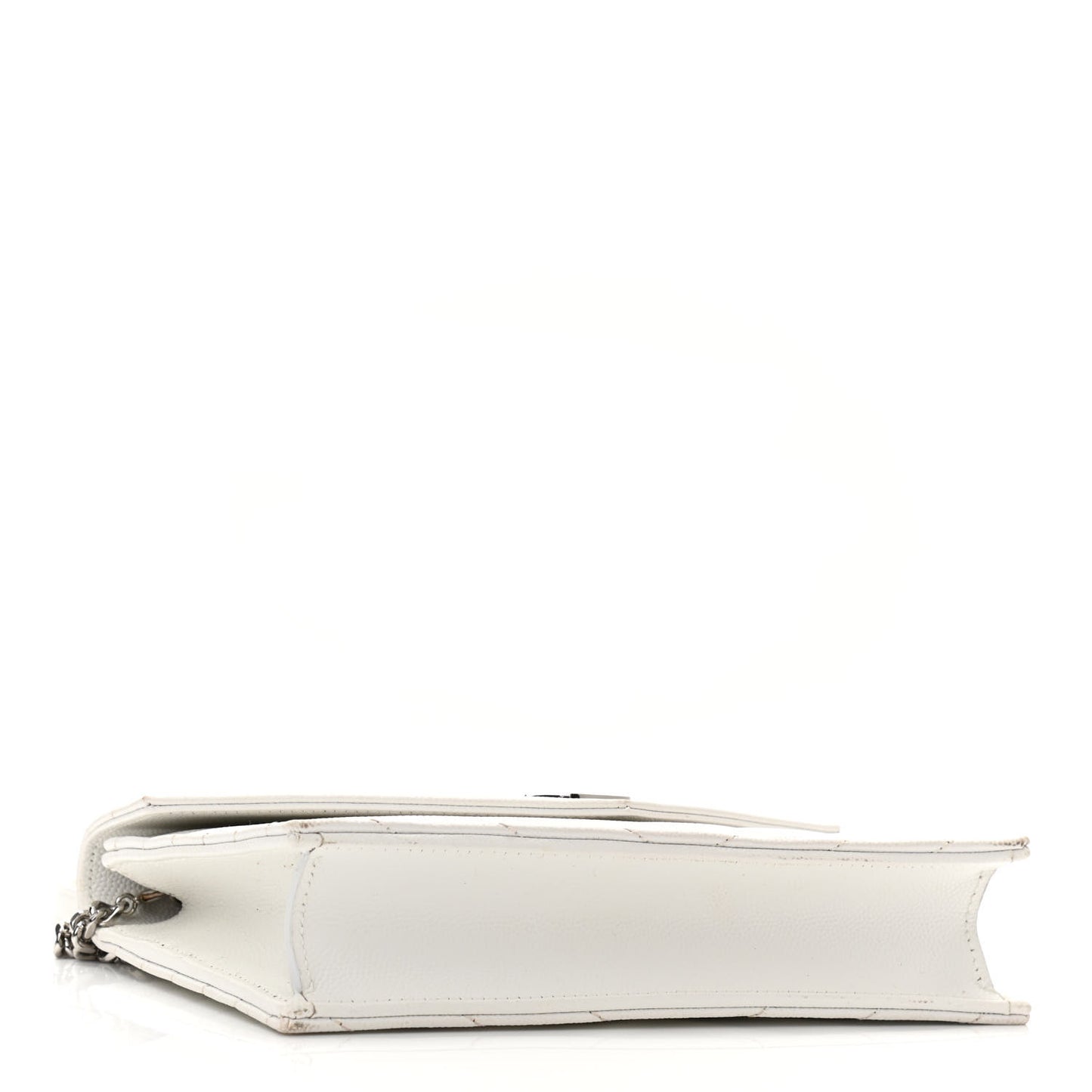Grain De Poudre Matelasse Chevron Monogram Envelope Chain Wallet Optical White