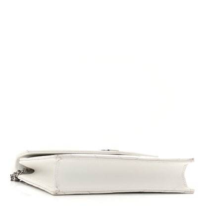 Saint Laurent Grain De Poudre Matelasse Chevron Monogram Envelope Chain Wallet Optical White 4 of 9