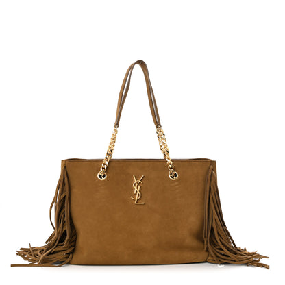 Saint Laurent Suede Fringe Monogram Shopping Tote Light Ochre 1 of 10