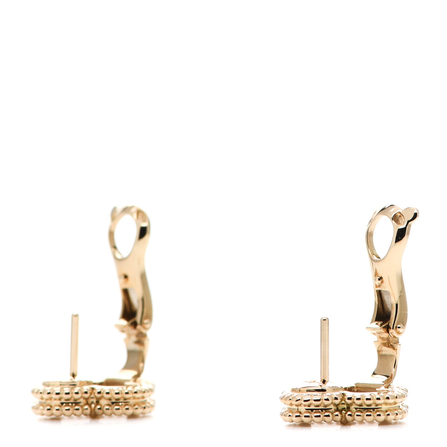 Van Cleef & Arpels 18K Yellow Gold Mother of Pearl Vintage Alhambra Earrings 3 of 5