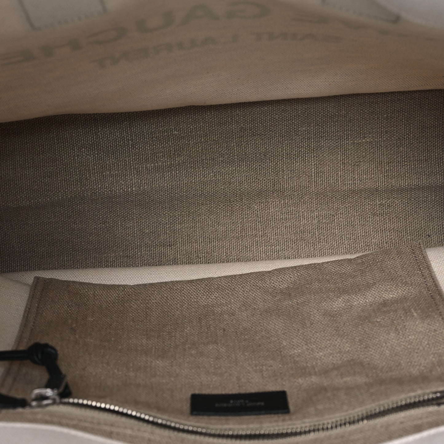 Linen Calfskin Small Rive Gauche Tote Greggio Natural