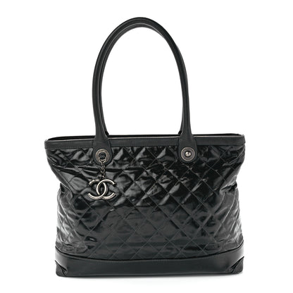 Chanel Calfskin Coated Canvas Quilted Tote Black 1 of 11