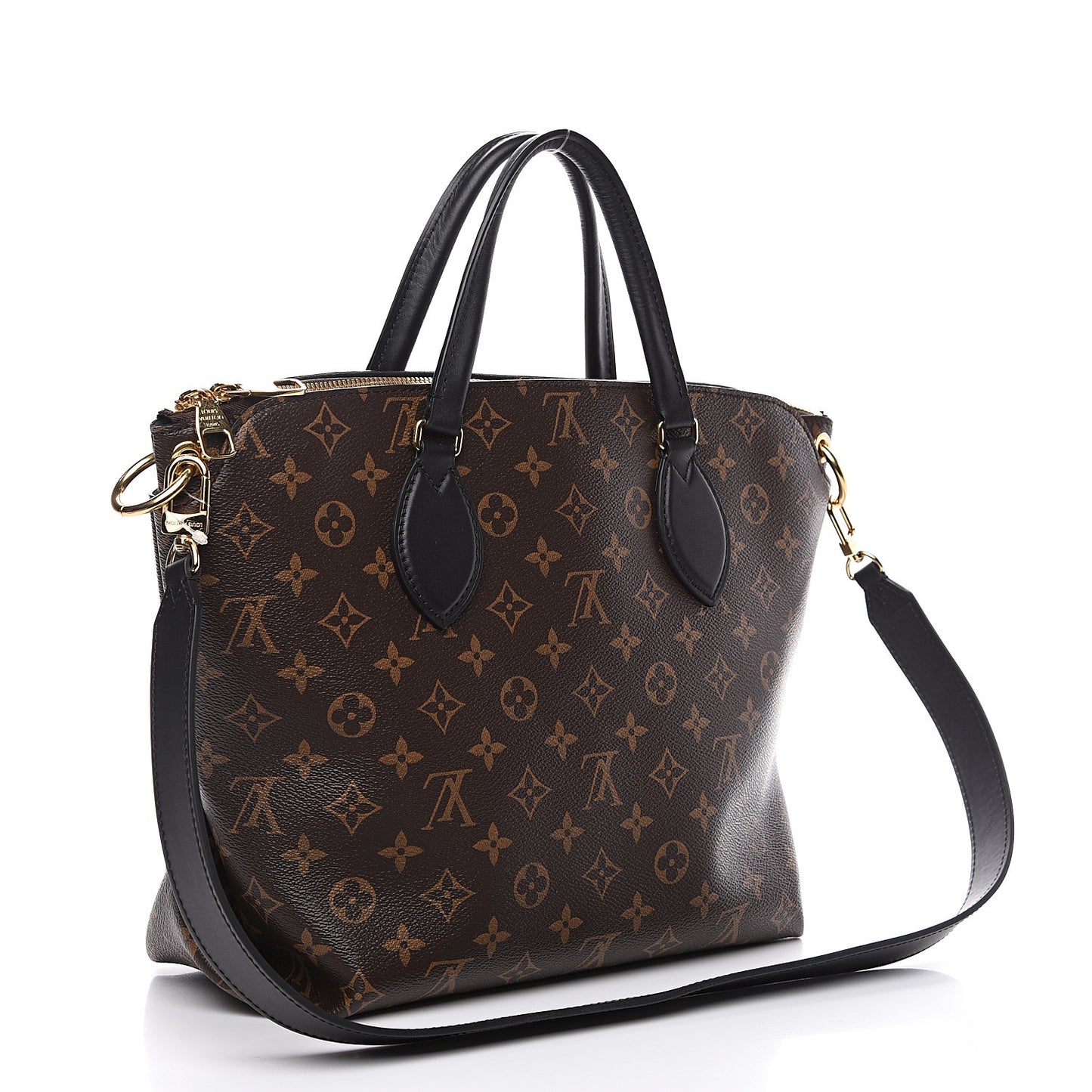 Monogram Flower Zipped Tote MM Black