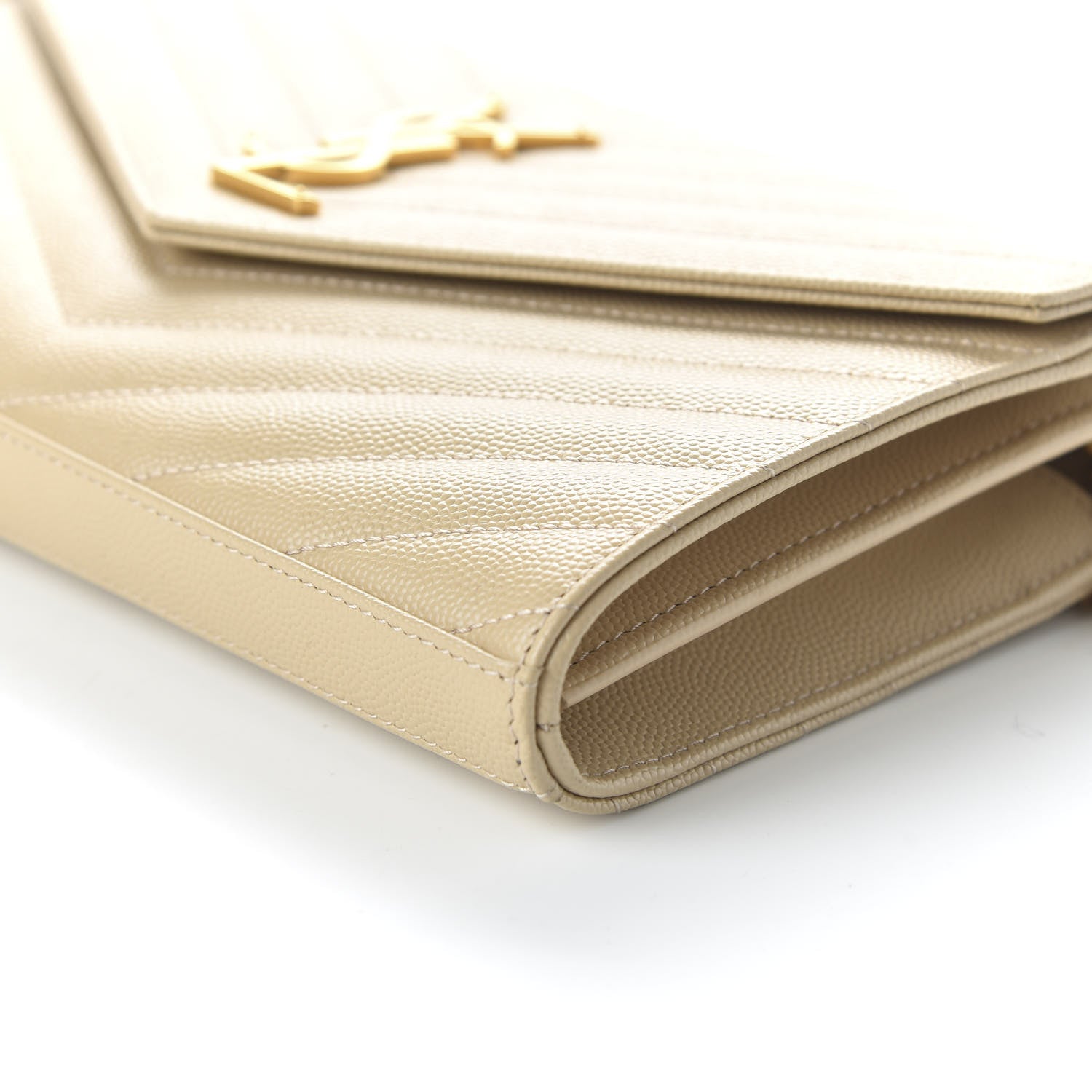 Saint Laurent Grain De Poudre Matelasse Chevron Monogram Chain Wallet Nude Powder 7 of 10