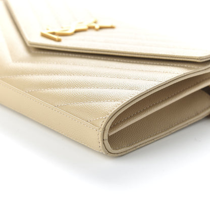 Saint Laurent Grain De Poudre Matelasse Chevron Monogram Chain Wallet Nude Powder 7 of 10