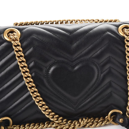 Gucci Calfskin Matelasse Small GG Marmont Shoulder Bag Black 5 of 9