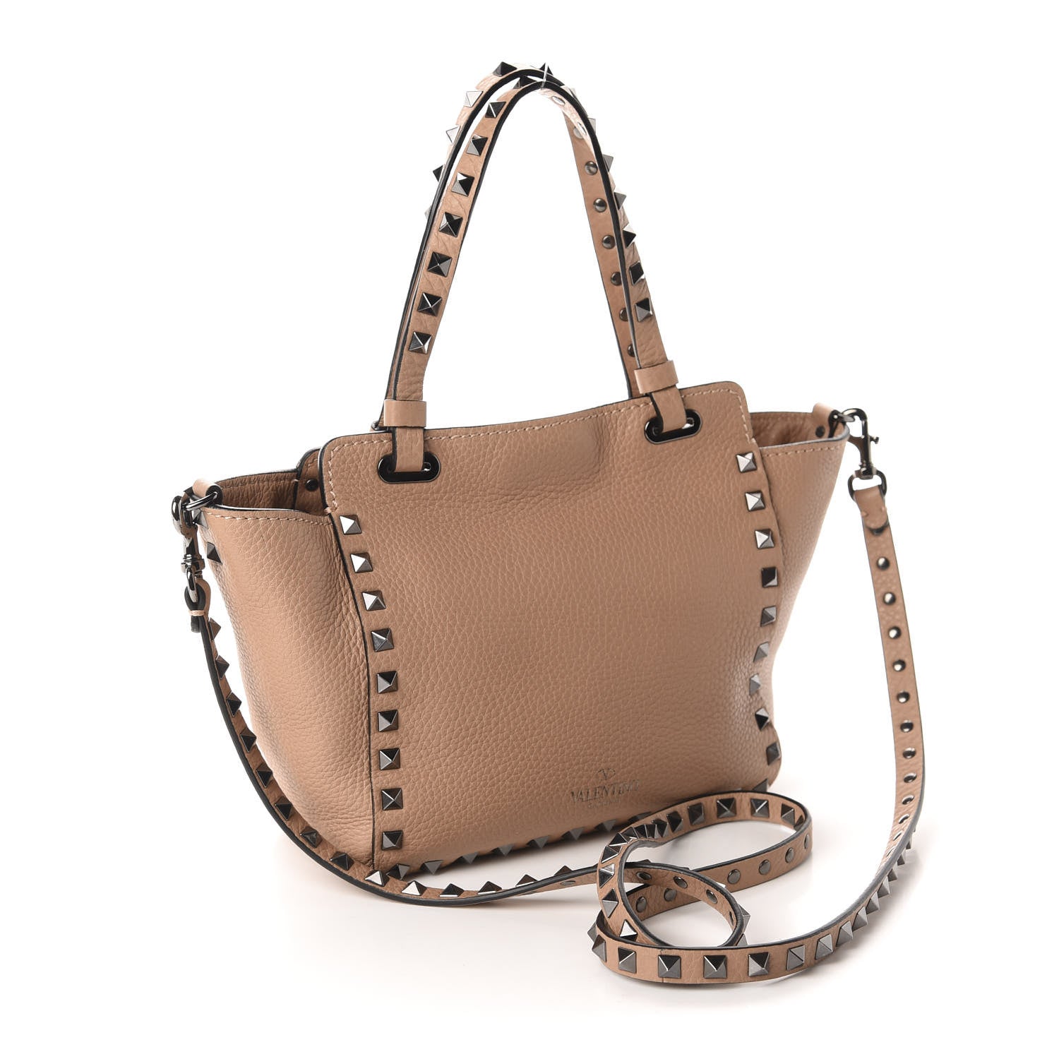 Valentino Garavani Pebbled Calfskin Mini Rockstud Tote Soft Noisette 4 of 10