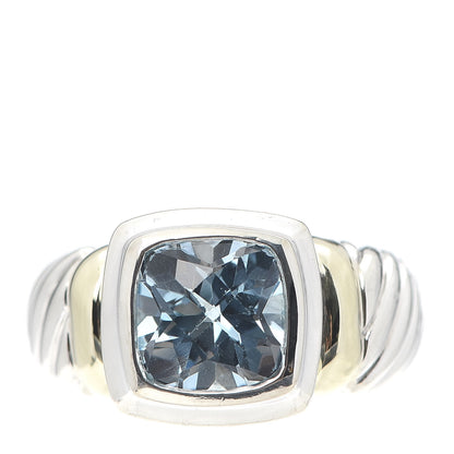 David Yurman Sterling Silver 14K Yellow Gold Blue Topaz 7mm Noblesse Ring 53 6.5 1 of 6