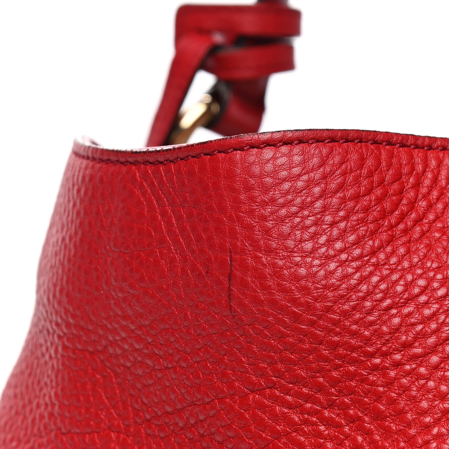Gucci Pebbled Calfskin Medium Soho Shoulder Bag Red 6 of 7