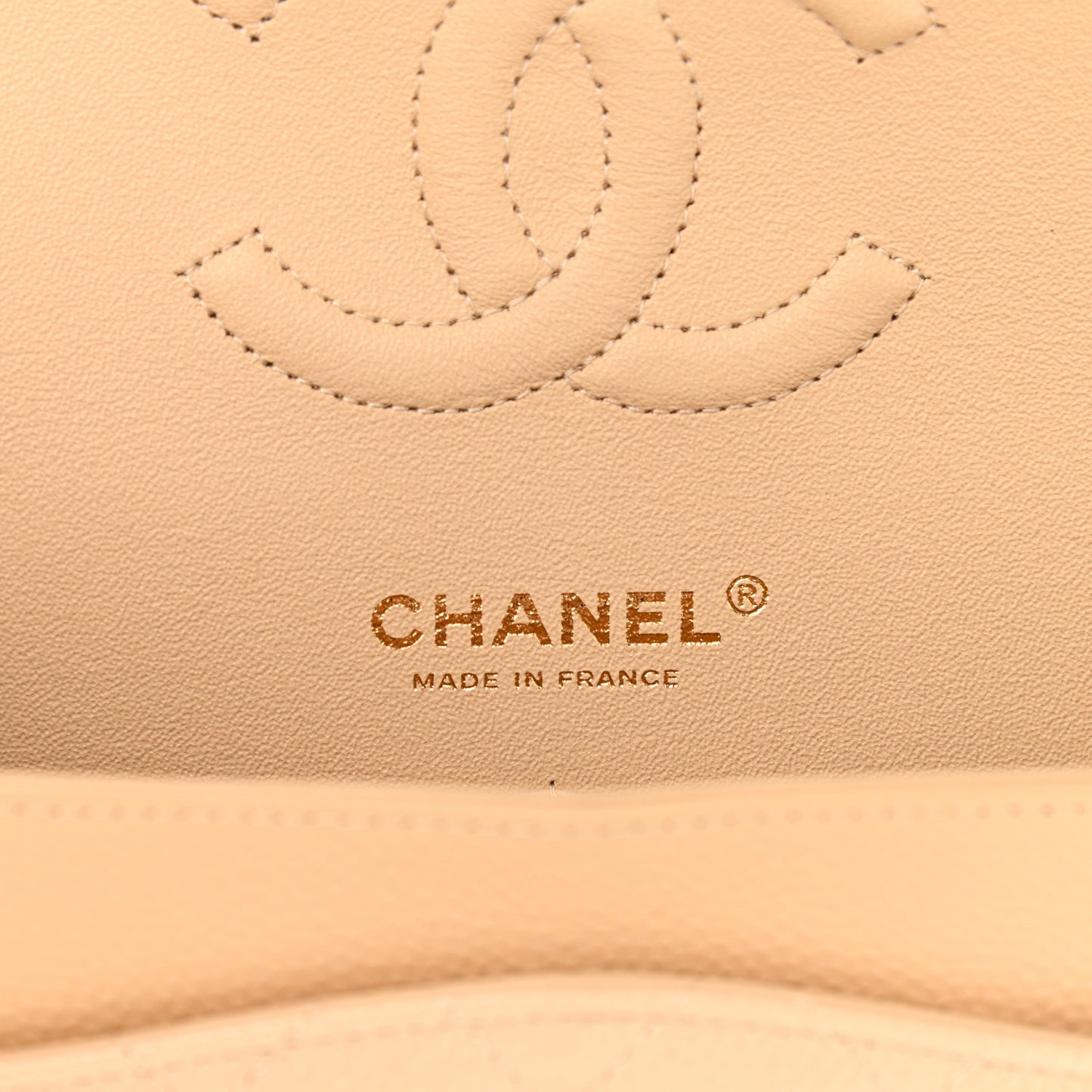 Caviar Quilted Medium Double Flap Light Beige