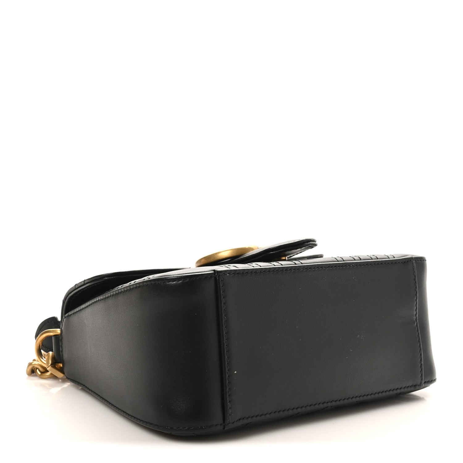 Gucci Calfskin Matelasse Mini GG Marmont Top Handle Shoulder Bag Black 4 of 10