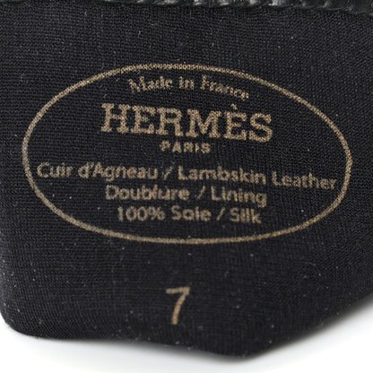 Hermes Lambskin Soya Kelly Lock Gloves 7 Black 3 of 6
