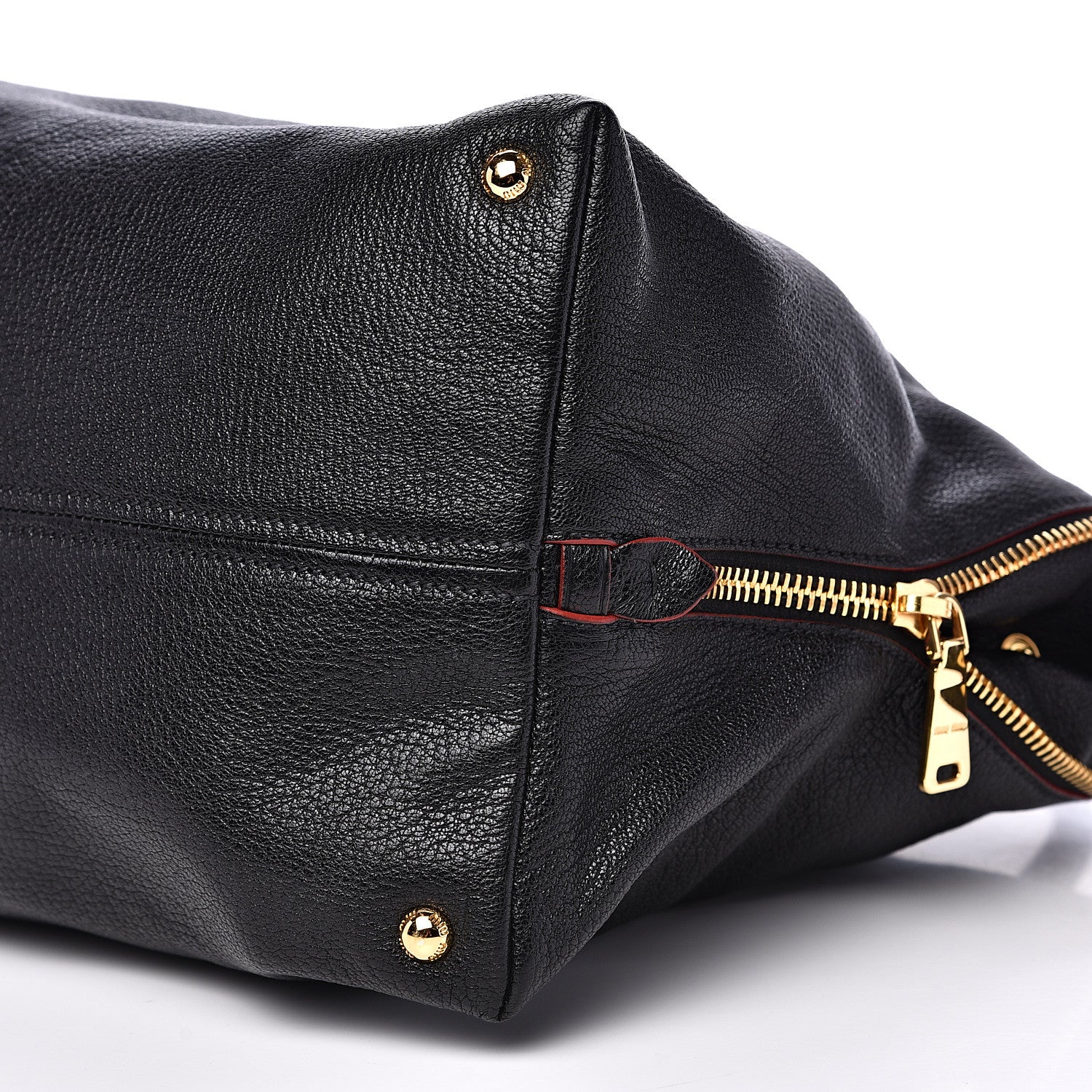Miu Miu Goatskin Madras Zip Tote Black 11 of 12