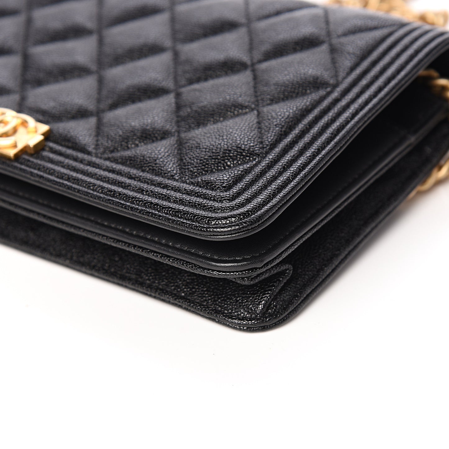 Caviar Quilted Boy Wallet On Chain WOC Black