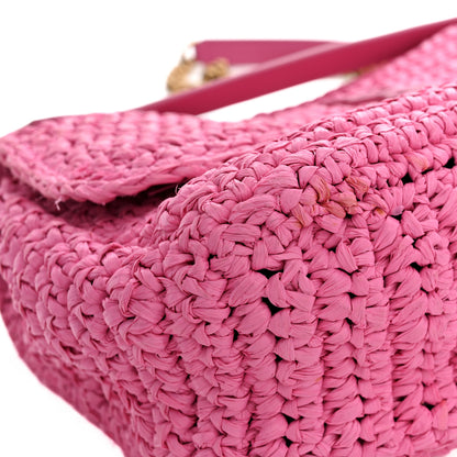 Saint Laurent Raffia Calfskin Monogram Medium Niki Chain Satchel Bright Pink 11 of 13