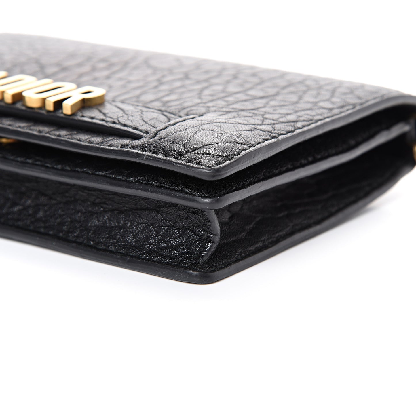 Grained Calfskin J'Adior Wallet on Chain Pouch Black