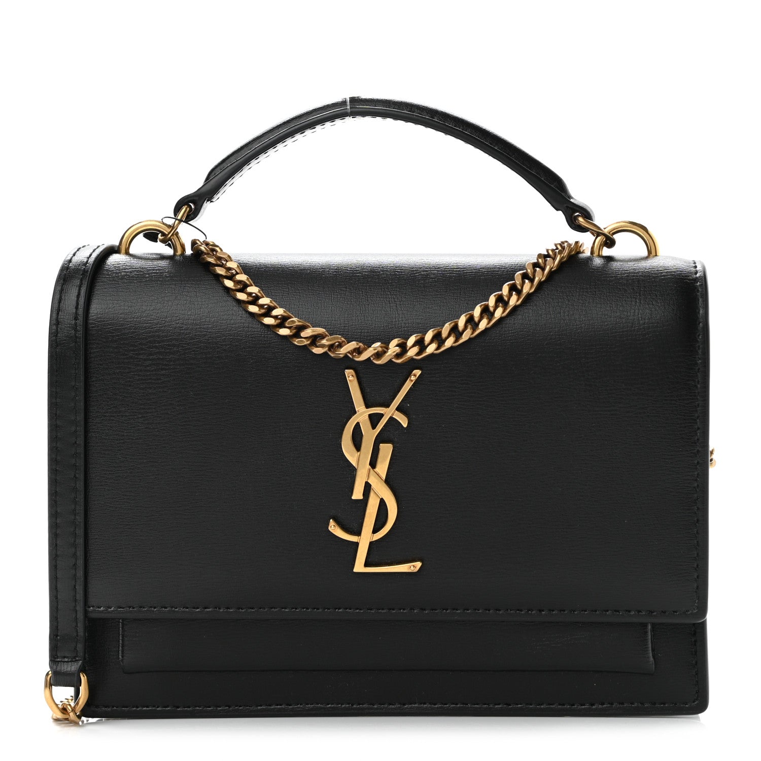 Saint Laurent Calfskin Monogram Sunset Chain Wallet Black 1 of 9