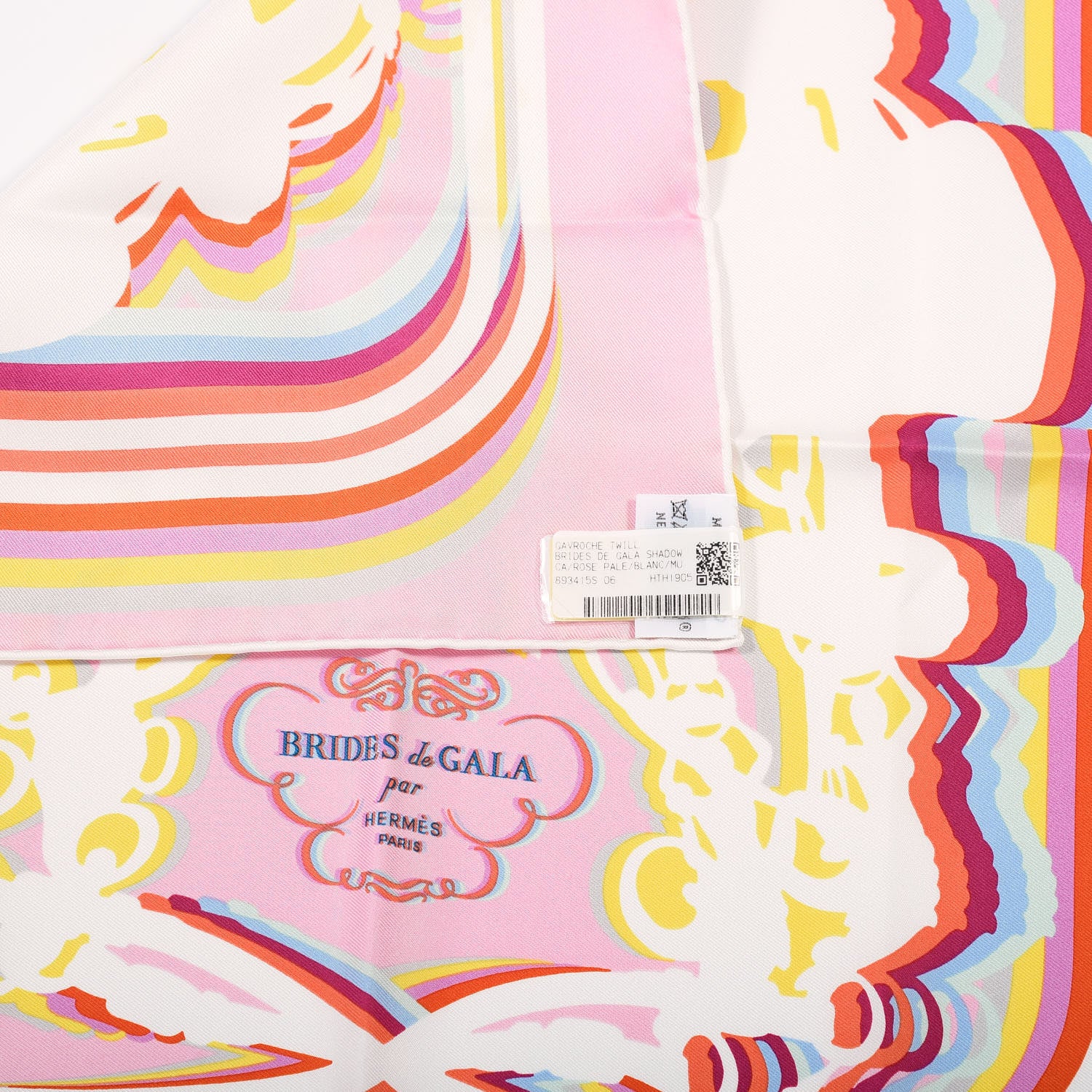 Hermes Silk Brides De Gala Shadow Pocket Square Rose Pale Blanc 4 of 4