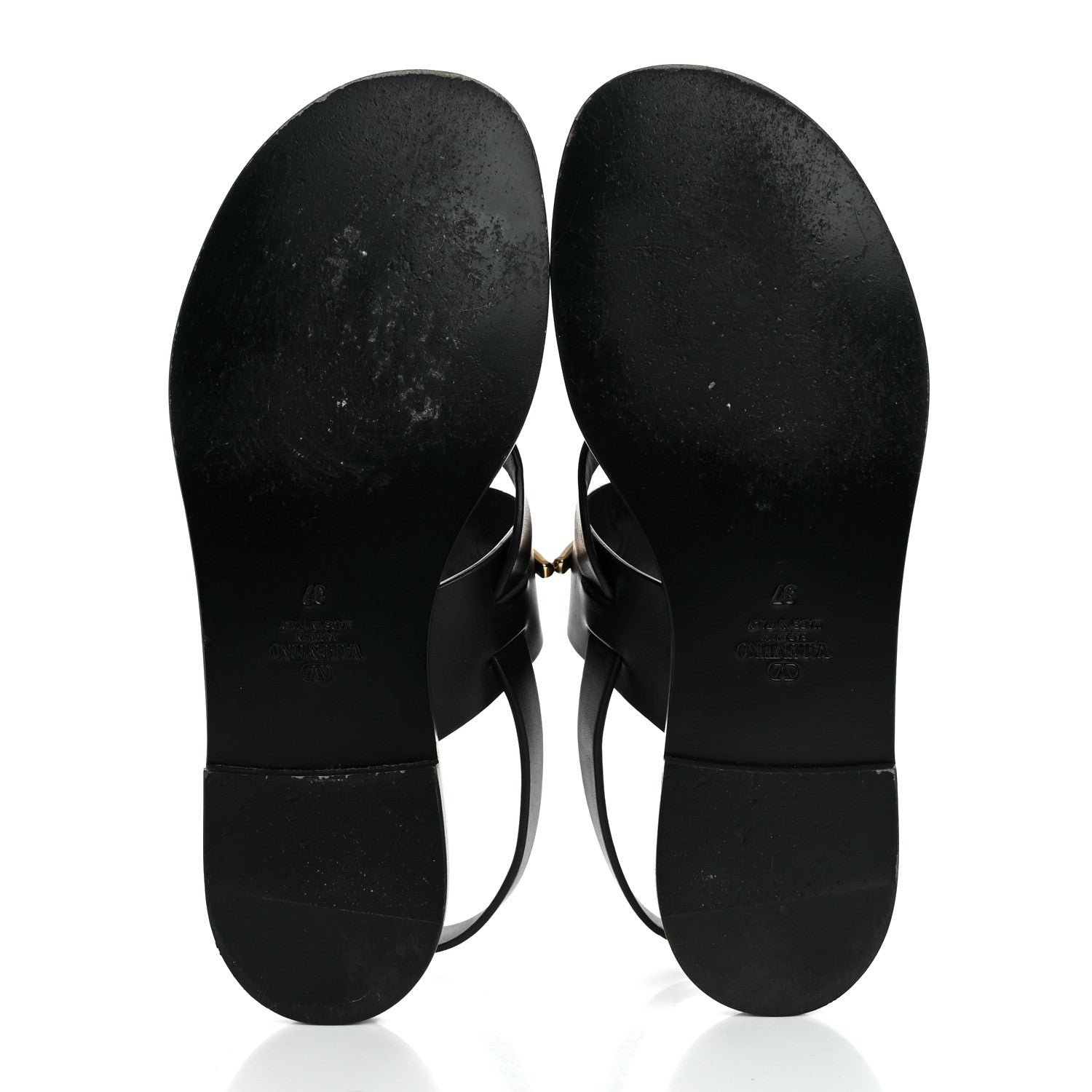 Valentino Garavani Calfskin VLogo Gate Sandals 37 Black 6 of 10