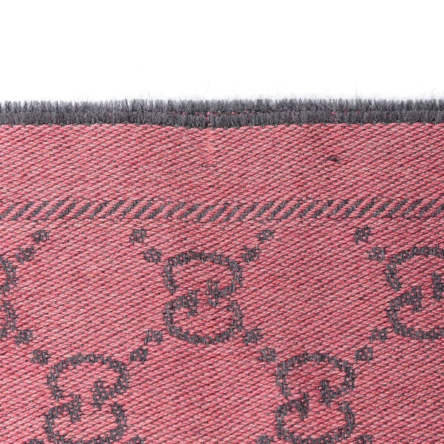 Wool Jacquard Monogram Reversible Stencil Fringe Scarf Pink