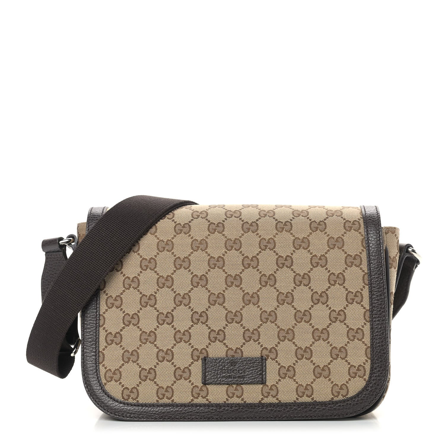 Gucci Monogram Flap Messenger Bag Beige Dark Brown 1 of 9