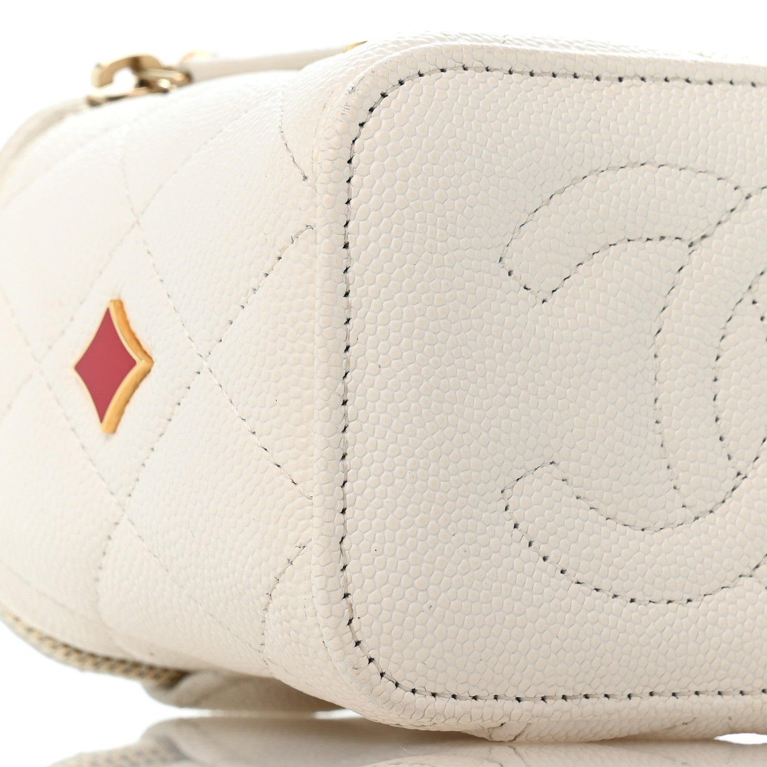 Chanel Caviar Quilted Enamel Coco Casino Mini Vanity Case With Chain White 9 of 11