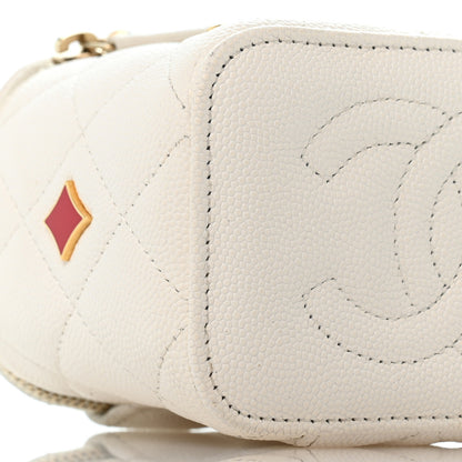 Chanel Caviar Quilted Enamel Coco Casino Mini Vanity Case With Chain White 9 of 11
