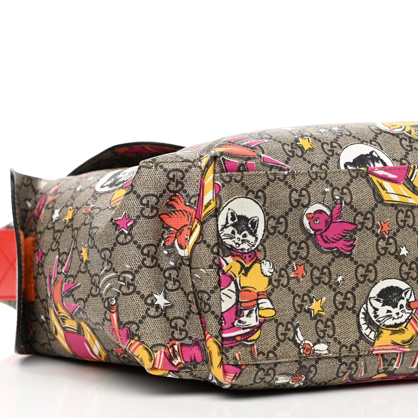 GG Supreme Monogram Space Cats Diaper Bag Orange
