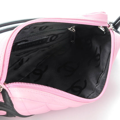 Chanel Calfskin Quilted Cambon Pochette Pink Black 5 of 7