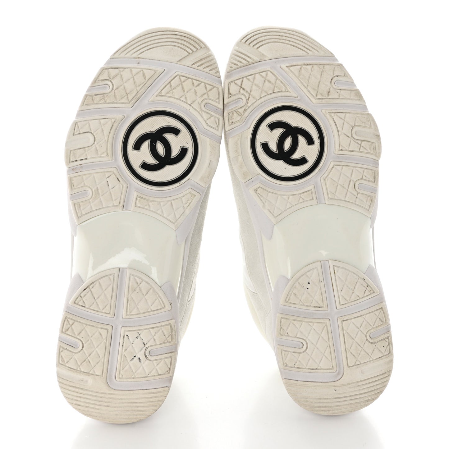 Suede Calfskin Fabric CC Sneakers 39.5 White